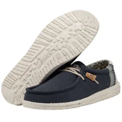 Wally Break Stitch - Navy -Deals Daily Shoes Store 110792568 WALLY LINEN NATURAL NAVY LEFT 3 1