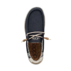 Wally Break Stitch - Navy -Deals Daily Shoes Store 110792568 WALLY LINEN NATURAL NAVY LEFT 6 1
