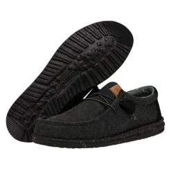 Wally Washed Canvas - Black/Black -Deals Daily Shoes Store FW23 M 40296 060 WALLY WASHED CANVAS BLACK BLACK LEFT PAIROUTSOLE